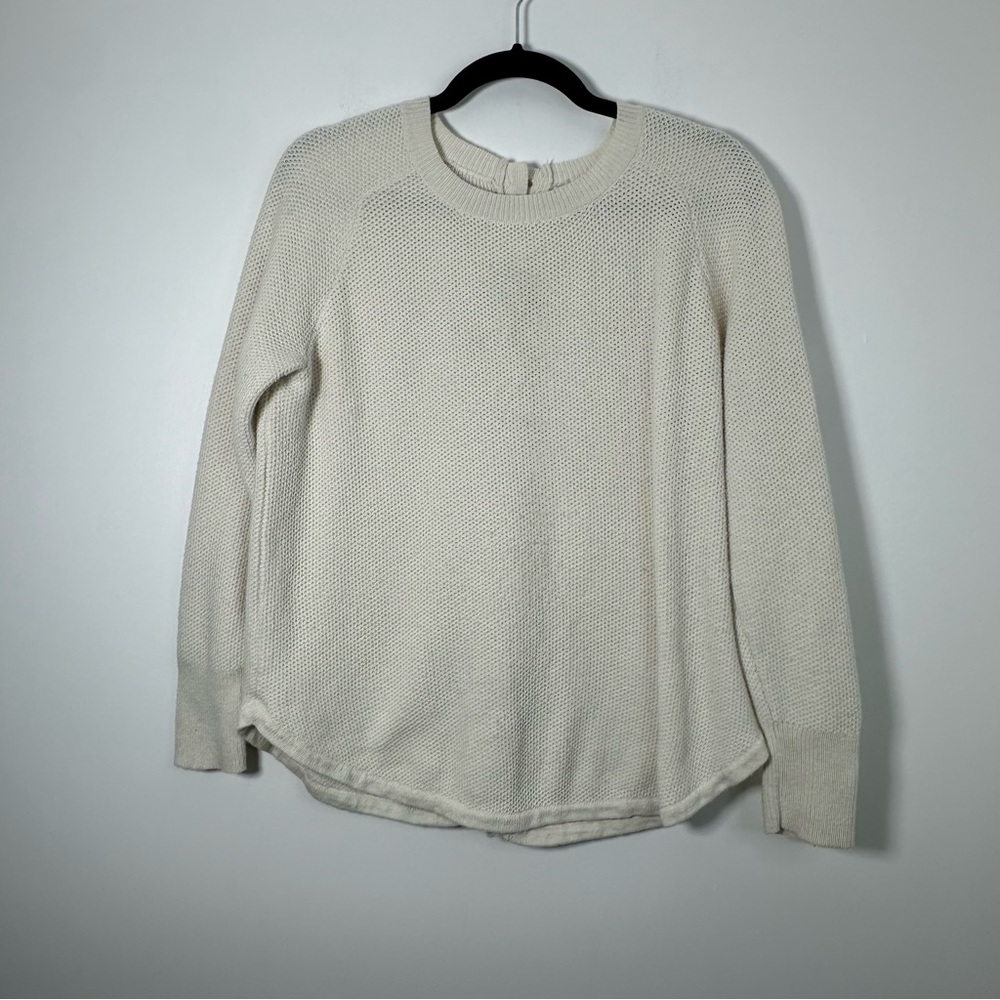 Madewell Cotton Blend Ivory Cream Pullover Sweater Size L